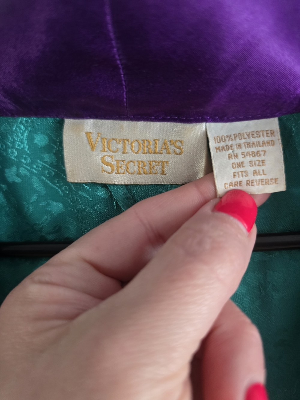 Victoria's Secret Vintage Green and Purple Paisley Kimono Robe One Size 26" PTP - Picture 5 of 5